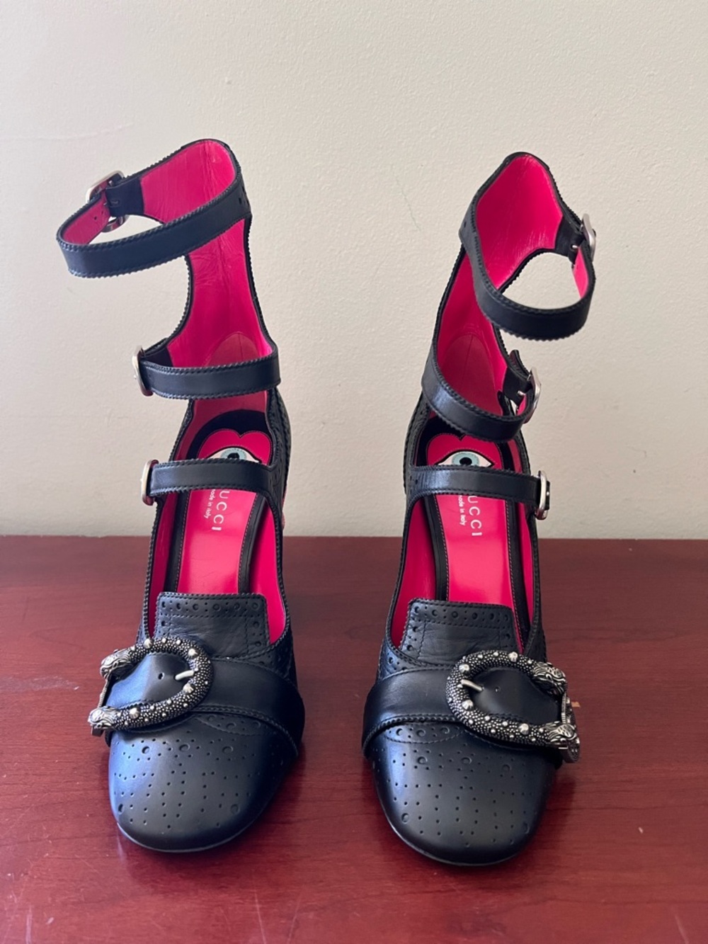 NEW Gucci Queercore Crystal Embellish Brogue Snake Heel Pumps Size 38.5 RARE - Picture 5 of 11